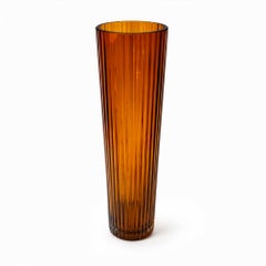 Set of Three Vintage Dark Amber Glass Vessels, 1970s