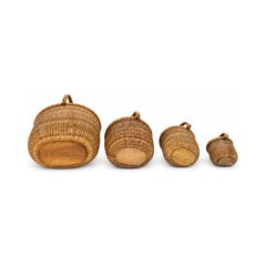 Vintage Nantucket Wicker Nesting Baskets Set of 4, Oval Design