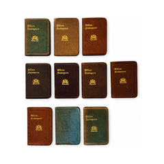 Set of 10 Antique Miniature William Shakespeare Books Bound in Leather