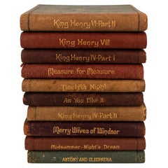 Set of 10 Antique Miniature William Shakespeare Books Bound in Leather