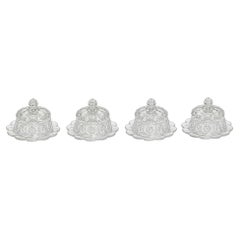 Set of Mosser Glass Miniature Covered Butter Dishes, Cherry Motif
