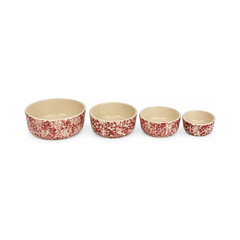 Antique Morton Pottery Illinois Spongeware Nesting Bowls, Set of Four