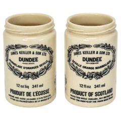 Vintage James Keiller Dundee Marmalade Jars, Milk Glass, 1970s