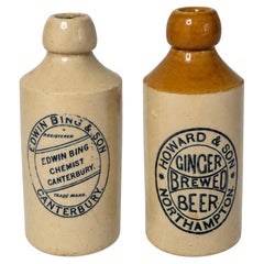 Antique English Stoneware Ginger Beer Bottles, Edwin Bing & Son, 1900