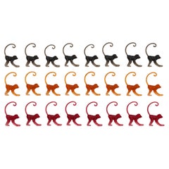 1960s Vintage Acrylic Cocktail Glass Markers Set with Monkey Figures