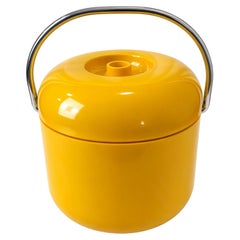 Mid-Century Modern Yellow Melamine Ice Bucket with Chrome Handle