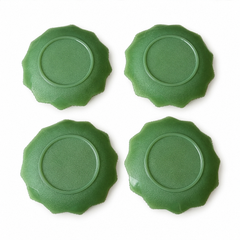 Assiettes en verre « jadeite » en forme de feuille, attribuées à Fire-King, milieu du XXe siècle