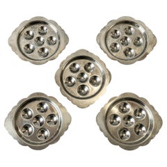 Vintage Silver-Tone Escargot Plates Set of Five, French Style.