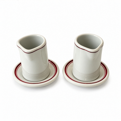 1950s Vintage Shenango China Creamers and Butter Pats with Red Bands
