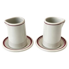 1950s Vintage Shenango China Creamers and Butter Pats with Red Bands