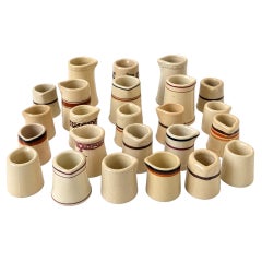 Vintage 24 Handleless Ceramic Creamers Collection, Ivory & Sand, 1950