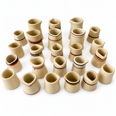 Vintage 24 Handleless Ceramic Creamers Collection, Ivory & Sand, 1950