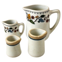 Vintage O.P.Co. Syracuse China Floral Pitcher and Creamers Set, 1950