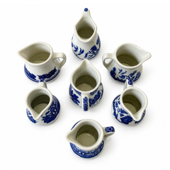 Vintage Blue Willow Creamers Set, 7 Ceramic Pieces from 1950