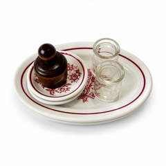 Jackson China Floral Restaurant Ware, Glass Creamers and Butter Mold, Set of 7