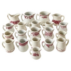 Collection of 20 White and Red Ceramic Restaurantware Creamers