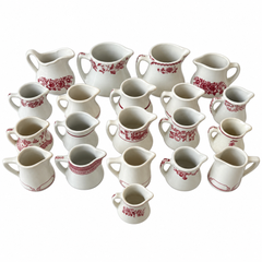 Collection of 20 White and Red Ceramic Restaurantware Creamers