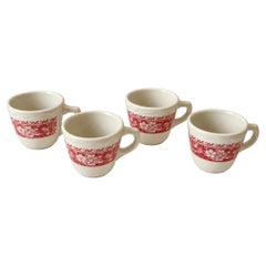 Set of Four Syracuse China Coffee Cups, Roxbury Pattern, Vintage, 1970