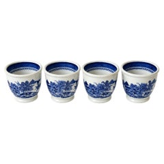 Set of Four Vintage Shenango China Blue Willow Bowls, 1950s