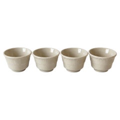 Set of Four Shenango China Custard Cups, Off-White Ribbed Design, 1950
