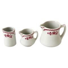 Set of 3 Vintage Shenango China Chardon Rose Creamers, 1950