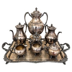 Antique Silver-Plated Copper Tea and Coffee Set, Eight-Piece, 1920