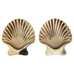 Antique Scallop Shell Salt Cellars in Silver & Gold, 1920 Tableware