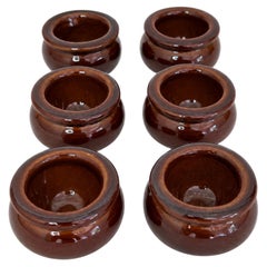 Set of Six Vintage English Stoneware Butter Pots by Pearson’s