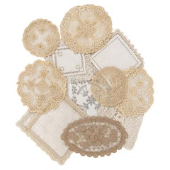 Collection de napperons anciens européens en dentelle et broderie faits main