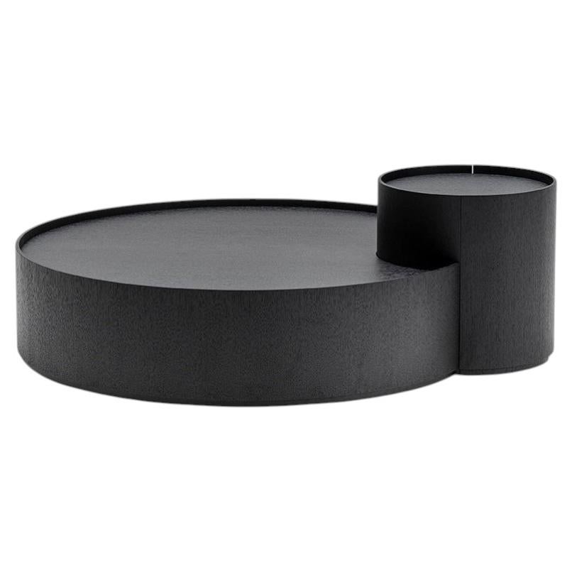 Table, Sculptural Oak Coffee Table Design, Swiveling Storage Elements, Italy For Sale