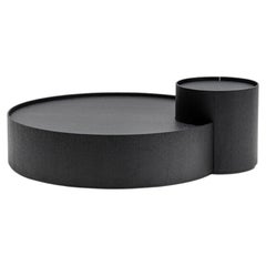 Table, Sculptural Oak Coffee Table Design, Swiveling Storage Elements, Italy