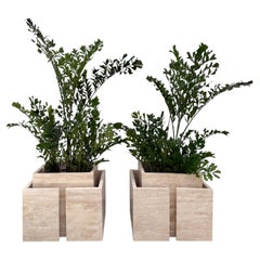 Planter, Modular Travertine Architectural Enclosure, Sculptural Stone Vessel