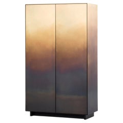 De Castelli, Shelf Cabinet, Oxidized Ombré Brass Design, Oak interior, Italy