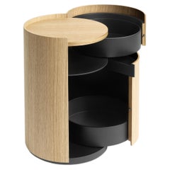Beistelltisch, Eiche natur, Design-Beistelltisch, geschwungene zylindrische Form, Italien