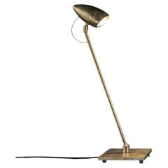 Table Lamp, LED Brass Lamp with Frosted Glass Diffuser, Enzo Catellani, Italy