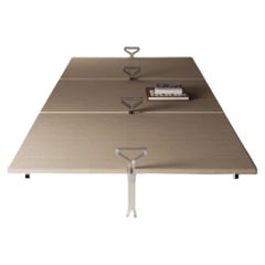 Table basse, table basse « Schwob » en travertin, Agapecasa, Angelo Mangiarotti, Italie