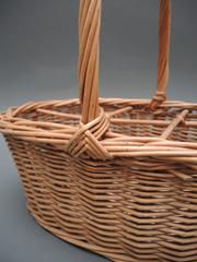 French Wicker Market Basket For Wine Bottles
