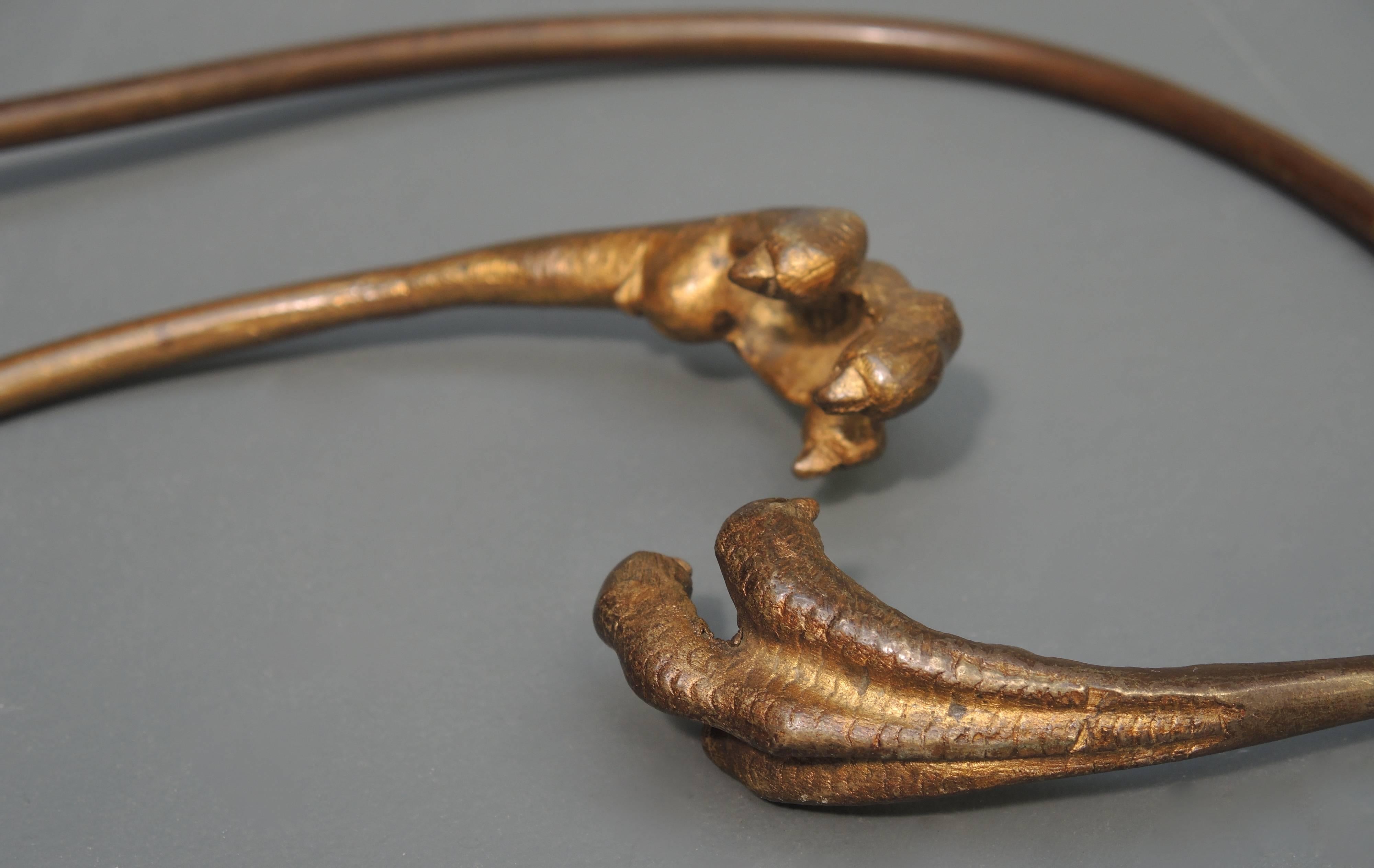 A most unusual and elegant pair of French Napoleon III curtain tiebacks in the form of falcon talons, circa 1850.