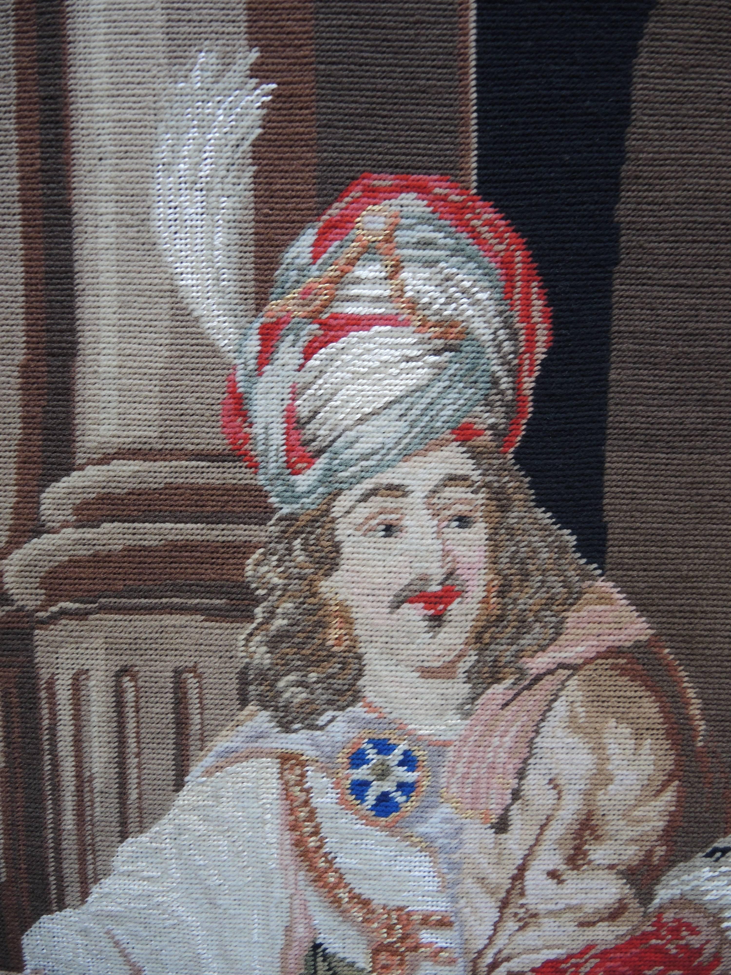 Victorian 19th Century Framed Needlepoint Panel of King David For Sale