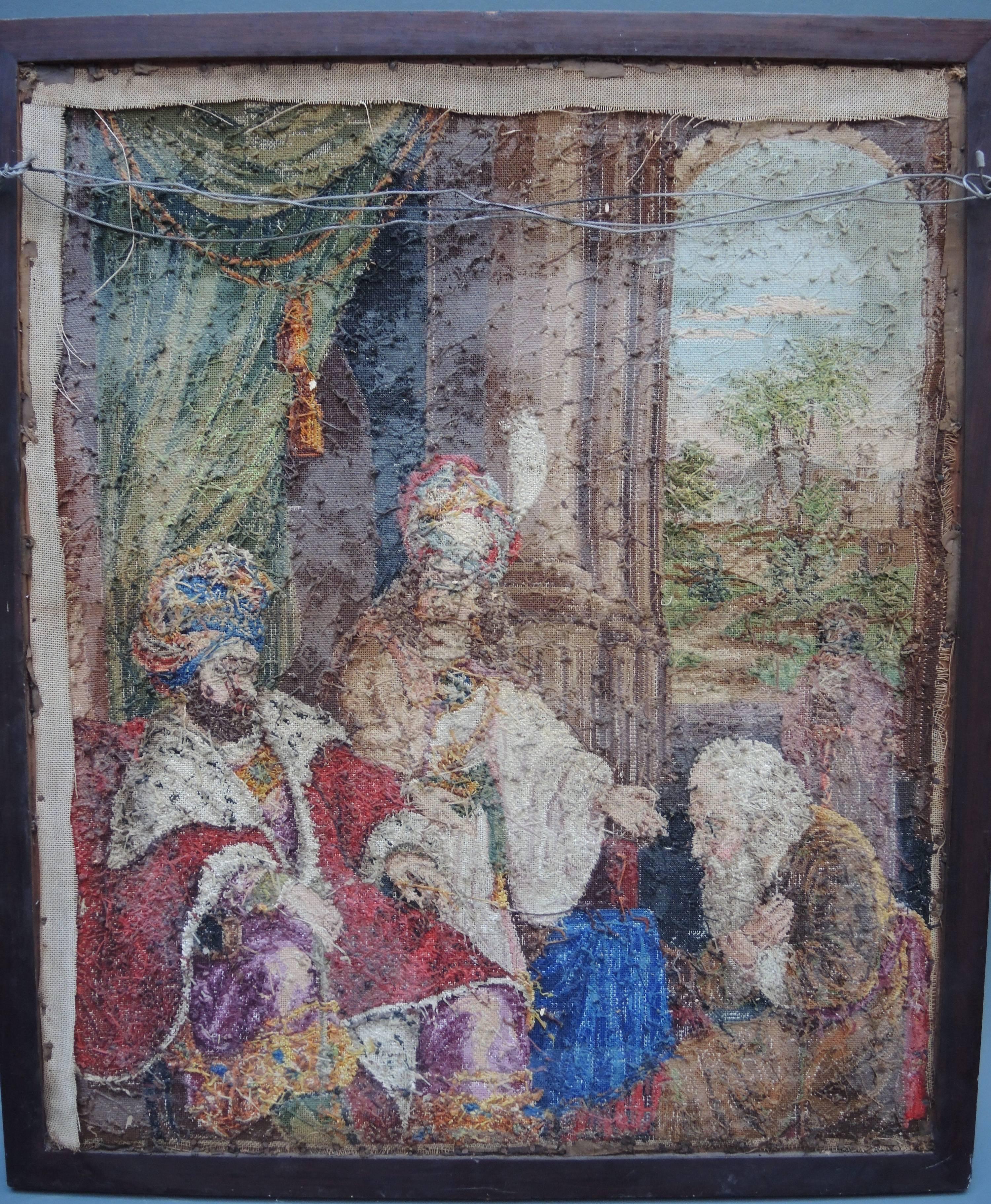19th Century Framed Needlepoint Panel of King David For Sale 1