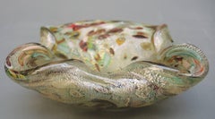 Aldo Nason Murano Art Glass Bowl with Murrine Decorations and Gold Leaf Flecks