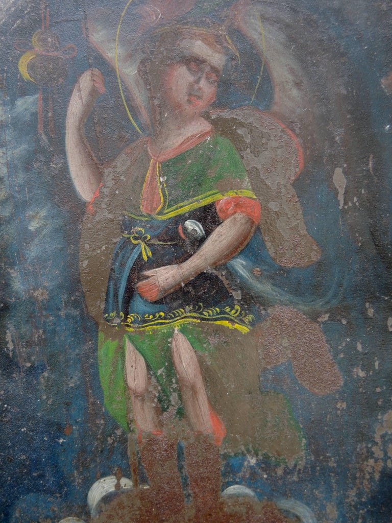19th Century Mexican Tin Retablo Depicting Saint Michael For Sale at ...