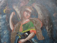 19th Century Mexican Tin Retablo Depicting Saint Michael