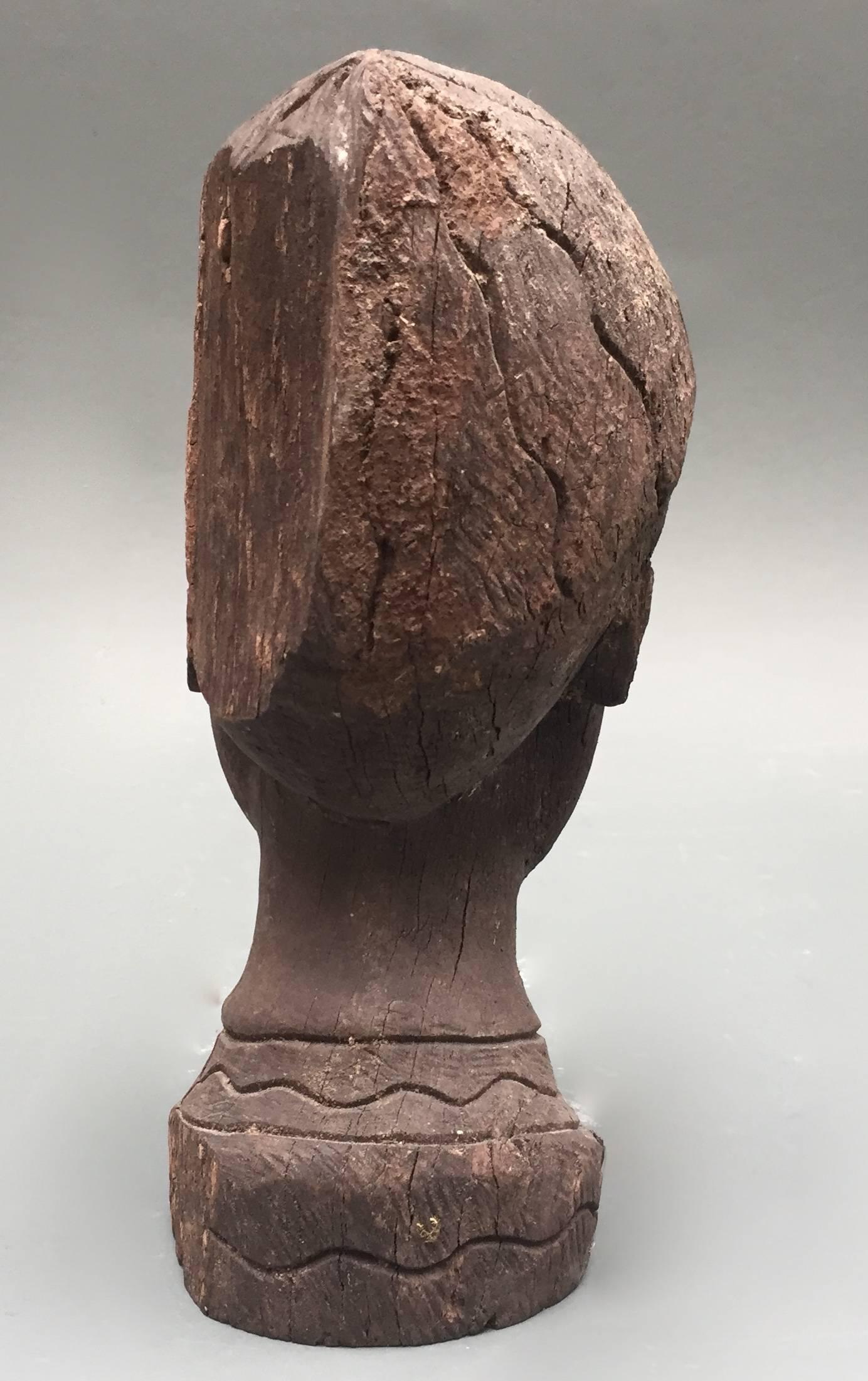 Hand-Carved Carved Wood African Bust For Sale