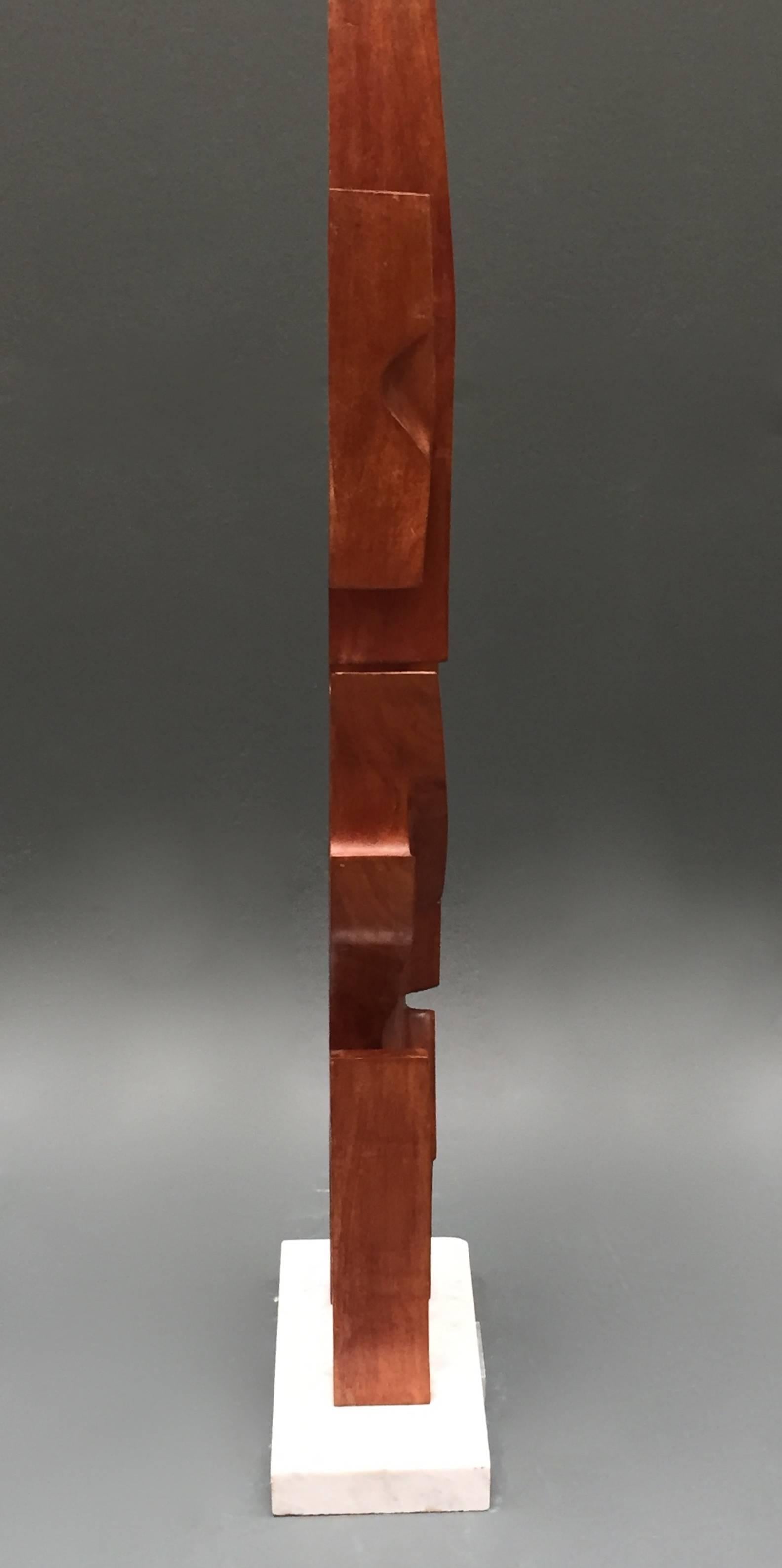 Carved Wood Mid-Century Modern Abstract Statue by Jan Sergeant In Good Condition In Antwerp, BE