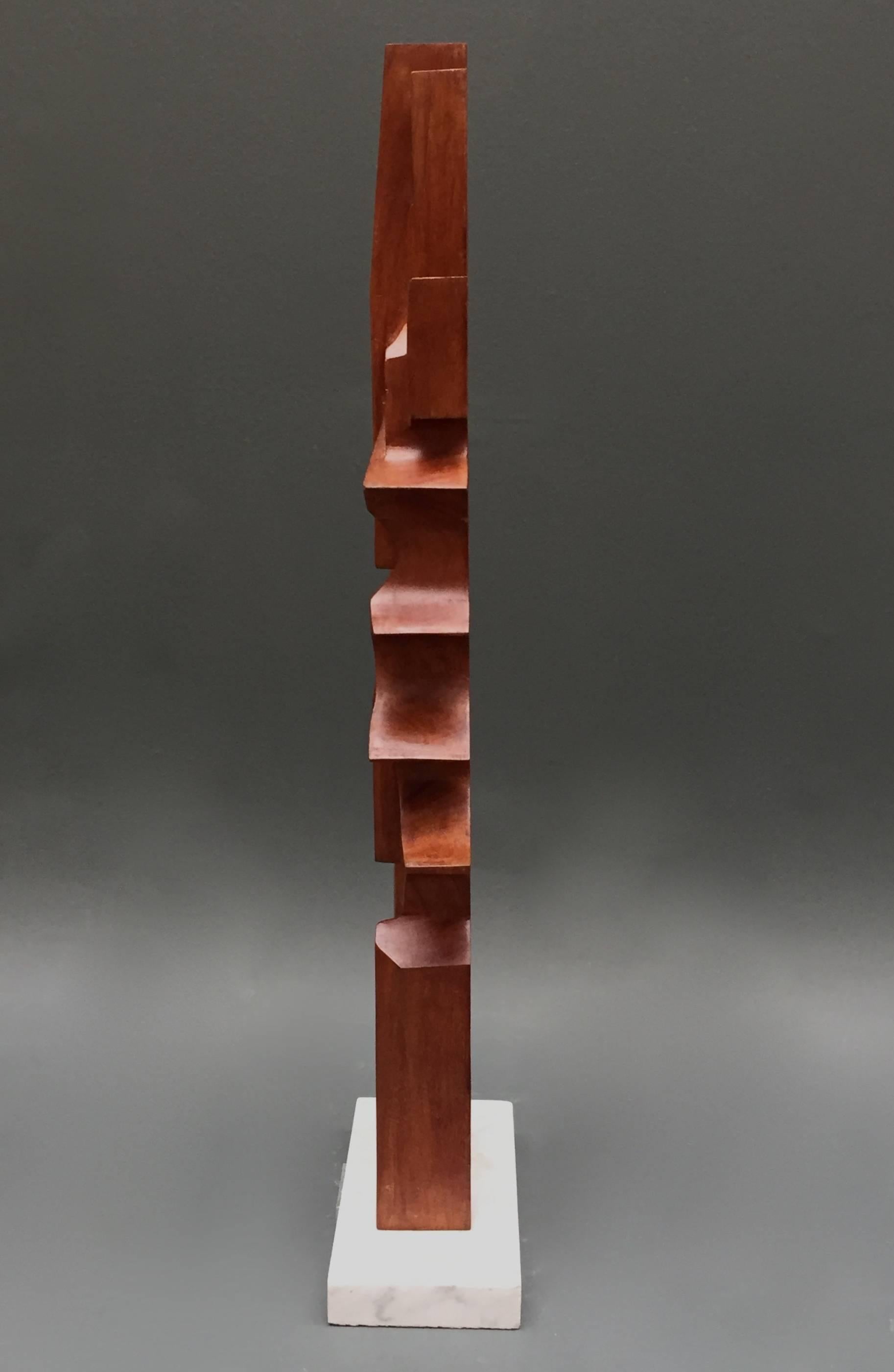 Belgian Carved Wood Mid-Century Modern Abstract Statue by Jan Sergeant