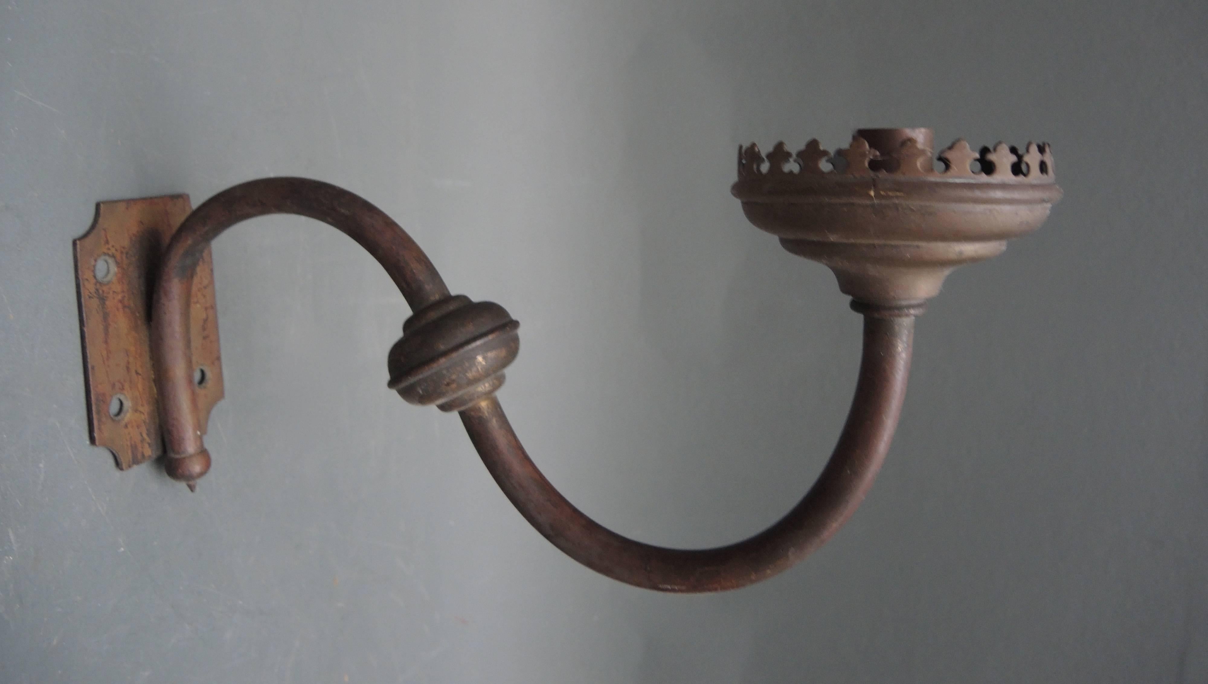 Dutch Early 19th Century Large Gothic Copper Wall Sconce For Sale