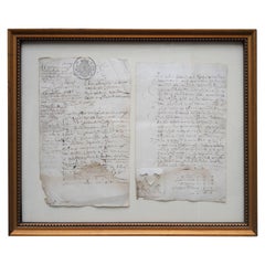 Antique Two 18th Century Flemish Framed Documents
