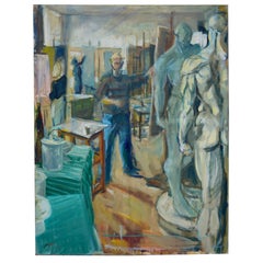 Painting "In the Royal Academy" Large Oil Painting Naked Men 