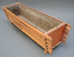 Midcentury Bamboo Planter with Zinc Liner